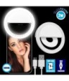 GloboStar® 79042 Selfie Ring Light LED SMD 2W 200 lm Λευκό Σώμα με Ενσωματωμένη Επαναφορτιζόμενη Μπαταρία 500mAh & Καλώδιο Φόρτισης Micro USB Ψυχρό Λευκό 6000 K για Κινητό Τηλέφωνο και Tablet Φ8.5 x Υ2.5cm